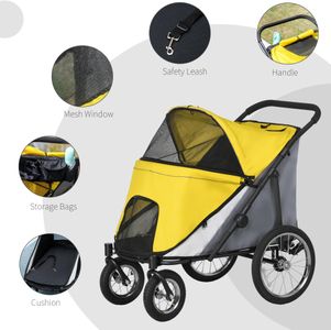 PawHut Foldable Pet Stroller – Lightweight, Portable, Blue