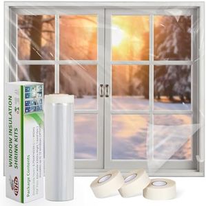 FLYZZZ Window Insulation Kit - 62x393in Window Insulation Kit for Winter with Widen Double-Sided Tape, Thickened Plastic Window Covering for Winter Can Insulates 10 Windows