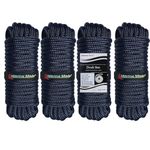 Amarine Made Dock Lines, 4pcs Boat Dock Lines 1/2” X 20’, 12” Eyelet Double-Braided Boat Lines Docking 968lbs Working Load, Nylon Dock Ropes with 4840lbs Strength, for Boat Outdoor Activities, Blue