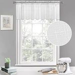 MIULEE Linen Textured Sheer Curtain Valance Solid Semi transparent Elegant Rod Pocket Drapes for Kitchen Small Window 1 Panel 60 W x 18 L, White