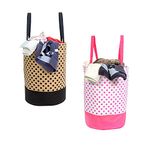 Amazon Brand - Solimo Laundry Bag, Polka, Beige & Pink, Set of 2