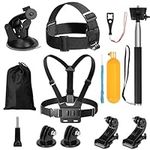 Action Camera Accessories Kit, 9 in 1 Outdoor Sports Camera Accessories Head Strap + Chest Strap + Floating Grip, Mount Compatible for Gopro DJI OSMO Action Cam Crosstour AKASO EK7000 Campark