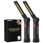 Coquimbo Tool Gifts for Men, Rechargeable LED Work Light Flashlight Grill Light with Magnetic Base 5 Modes 360° Rotate (2Pack Black)