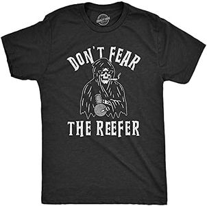 Mens Don't Fear The Reefer Tshirt Funny Grim Reaper 420 Halloween Sarcastic Weed Tee (Heather Black) - 3XL