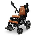 MAJESTIC IQ-8000 Lightweight Electric Wheelchair | Remote Control, Memory Foam Cushion, Aircraft-Grade Aluminum Frame | Ultra-Light & Foldable | Travel-Friendly, Airline & Cruise Approved | Up to 21 km Range | 17.5’’ Seat Width | (Black Frame, 20'' Seat Width, Taba Cushion)