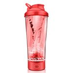 VOLTRX Premium Electric Protein Shaker Bottle, Made with Tritan - BPA Free - 24 oz Vortex Portable Mixer Cup/USB Rechargeable Shaker Cups for Protein Shakes for Workout, Fitness, Exercise (red)