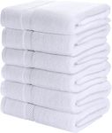 Utopia Towels 6 Medium Bath Towels, 24 x 48 Inches 100% Cotton Towels for Pool, Spa, Gym, Quick Drying and Absorbent Shower Towels (White)