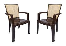 Nilkamal Plastic High Gloss Finish Chair (Brown and Biscuit) - Pack of 2