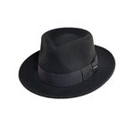 Dorfman Pacific Scala Classico Men's Crushable Water Repelant Wool Felt Fedora Hat, Medium, Black