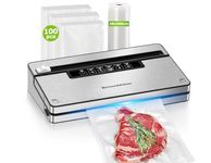 Bonsenkitchen Vacuum Sealer Machine with 5 Modes, Built-in Cutter and Bag Storage, Globefish Technology for Continuous High-Speed Operation, Includes 100 Vacuum Bags and 1 Roll Bag, VS3201