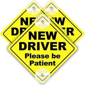 Student Driver Signs for Car-New Driver Sticker for Car Reflective Student Driver Stickers Please be Patient Student Driver Sign Rookie Driver Car Stickers New Driver Signs for Car-Set of 3