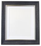 Scandi Vintage Charcoal Grey Picture Photo Frame with White Mount A3 Image Size A4