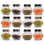 SAND DUNE Mini Storage Glass Jar with Airtight Steel Cap - 200 ml Each - Pack of 12 | Transparent | BPA Free | For Kitchen, Spice, Dry Fruits, Multipurpose Jar