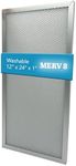 Washable Electrostatic Furnace Air Filter, MERV 8, (12" x 24" x 1") Aluminum Reusable Filter for Furnace, Central AC, and HVAC System