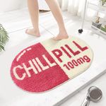 ATRUG Chill Pill Bathroom Mat Non-Slip Pink Bath Mat Cute Bathroom Rug Apartment Fun Bathroom Decor for Tub and Shower Machine Washable 24" x 35"