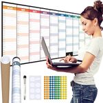 Academic Year Wall Planner 2024-2025 118x42cm Thick Rolled Laminated Mid Year Calendar Aug'24-Jul'25 Marker Stickers & Glue Dots Home Office School