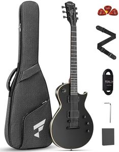 Fesley 39" LP Electric Guitar Kit: Full Size Solid Body Electric Guitars for Beginners with Humbucker Pickups, Poplar Body, Mahogany Neck,22 Frets,6 String Guitar with Gig Bag,Cable,FLP350,Matte,Black