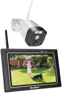 SecuFirst Kit 2K Caméra de Surveillance Extérieure sans Fil avec Moniteur intérieur,Écran Tactile 7",Vidéo Babyphone Camera,Travailler sans WiFi,Détecteur de Mouvement, Carte SD 64 Go, Interphone