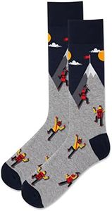 Hot Sox Mountain Climbers Crew Sock 1 Pair Pack, Mountain Climbers (Grey), Men's Shoe Size: 6.5-12, Mountain Climbers (Grey), 6.5-12