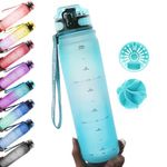 24 oz Insulated Water Bottle for Women - Cute Gym Water Bottles with Timed Marks - BPA Free Shaker Bottle - For Workout Fitness Travel - Locking Flip Lid (Teal, 24oz)