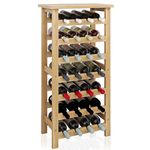 SMIBUY Bamboo Wine Rack, 28 Bottles Display Holder with Table Top, 7-Tier Free Standing Storage Shelves for Kitchen, Pantry, Cellar, Bar (Natural)