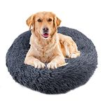 UUEMB 90cm Extra Large Calming Dog Cat Bed, Plush Donut Pets Beds for Dogs Cats, Soft Puppy Kitten Cuddler Round Bed Cushion, Washable Warm Dog Beds for Improved Sleeping