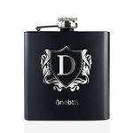 Hip Flask with Initials, Monogrammed Stainless Steel Flask 6oz for Men Women, Funny Personalized Gift Flask for Dad, Groomsmen, Grandpa, Uncle, Boss for Birthday, Father's Day, Boss Day, Christmas - D