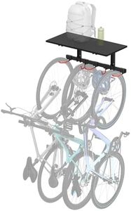 Mount-It! WheelsUp Bike Wall Mount with Shelf | Garage Storage Rack for 3 Bikes & Accessories | Adjustable Padded Hooks, 110 lb Shelf Capacity | Ideal Bike Rack Garage Wall Mount for Organized Spaces