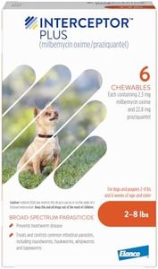 Interceptor Plus Prevention for Heartworm + 4 Other Worms for Dogs 2-8 lbs. | 6 Chews, 6-Month Supply
