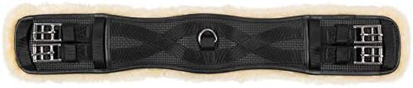 HORZE Atlanta Dressage Girth with Removable Comfort Fleece Padding and Double Elastic Black (28 inches)