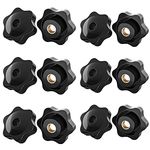 Nifocc 12 Pcs Star Shape Head Female Knob Screws Female Threaded Clamping Knob Grip Plastic Star Shape Hand Knobs for Machine Tools Mechanical Devices Furniture Decoration - M6 and M8 Black