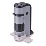 Carson MicroFlip 100x-250x LED and UV Lighted Pocket Microscope with Flip Down Slide Base and Smartphone Digiscoping Clip