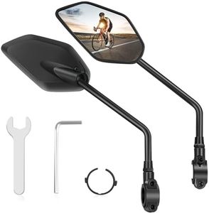 Bike Mirror Handlebar Mount 360° Adjustable, Bike Mirrors for Ebike Bicycle Mirrors for Handlebars with Scratch Resistant Glass, Bike Rear View Mirror Long Stem for Scooter, Motorcycle, Bike Accessory