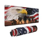 Army Military Veteran American Flag North American Bald Eagle Freedom Sunset Sky Gaming Keyboard Mouse Pad Mousepad Desk Mat Huge Extended XL Stitched Edge Rubber Sole for Home Office(31.5"X 11.8")