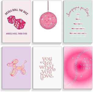 Prinajssiad 6 Piece Pink Preppy Posters for Room Aesthetic, 8x10in Folklore Taylor Affirmations Poster Canvas Wall Art, Singer Champagne Problems Prints, Girl Bedroom Dorm Wall Collage Unframed