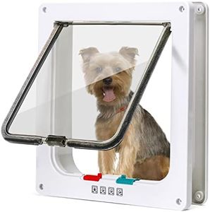 Nobleza - Gatera para Gatos, Puerta para Gato con Cierre Magnético de 4 vías, Puerta para Mascotas para Gatos y Perros pequeños, Puerta para Gatos con Cristal Transparente(Blanco, L)