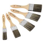 Genixart Double Thick Chip Paint Brush Set, Wood Stain Brushes for Painting Walls and Fence Staining, Wooden Handle Masonry Paintbrush for Varnish, Paste and Gesso (5 Pack Assorted Sizes)