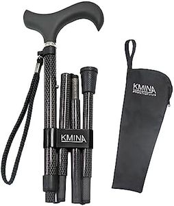 KMINA PRO - Folding Walking Canes for Seniors, Carbon Fiber Walking Cane, Canne de Marche, Foldable Walking Cane for Men, Lightweight Walking Cane for Women, Black Carbon Fiber Cane