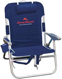 Tommy Bahama Big Boy 4-Position Folding 13" High Seat Backpack Beach or Camping Chair, Aluminum, Navy