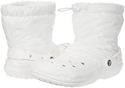 Crocs Men's and Women's Classic Lined Neo Puff Boot | Winter Boots, White/White, 10 Women/8 Men