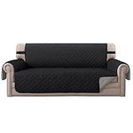 BellaHills Sofa Covers Water Resistant Sofa Cover 3 Seater Reversible Sofa Slipcovers Furniture Protector Covers Soft Quilted with Non Slip Elastic Straps for Kids Pets (Sofa, Black/Grey)