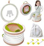Portable Potty Chair for Toddlers with Splash-Proof Design, Foldable Travel Potty with Bag & 30 Refills - Kids Toilet for Car, Camping, Indoor - Easy Clean Baby Potty Training Seat (White-Pink)