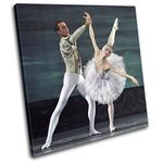 Bold Bloc Design - Ballet Dancers Performing - 90x90cm Canvas Art Print Box Framed Picture Wall Hanging - Hand Made In The UK - Framed And Ready To Hang