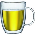 Bodum 10606-10 BISTRO Espresso Mug Set (Double-Walled, Dishwasher Safe, 0.45 L/15 oz) - Pack of 2, Transparent