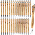 PIAOPIAONIU 30 Pcs Bible Verse Pens Wooden Christian Pen Bulk Bamboo Retractable Ballpoint Pen Religious Inspirational Scripture Pen for Women Men Office School Supplies Journal Writing Gifts