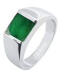 Suruchi Gems & Jewels Sterling Silver Emerald/Panna 3.25 Ratti or 3 Carat Astrological Gemstone Bis Hallmark 92.5% Ring for Men & Women