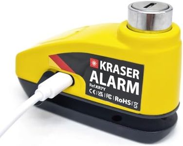 KRASER KR7Y Antivol Moto Bloque Disque Alarme USB Rechargeable, 110dB, Visible avec Accessoires, Antivol Universel Bloc Frein Roue Universel Scooter Moto Velo