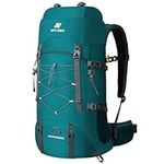 N NEVO RHINO Waterproof Hiking Backpack 50L/60L, Camping Backpack with Rain Cover, Hiking Travel Mountaineering Backpack, New Darkgreen, 60L, Classic