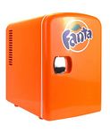 Coca Cola Fanta Mini Fridge For Bedrooms 4L Small Fridge 6 Can Table Top Fridge Quiet Mini Fridges For Skincare Food Drinks Kids Home Car & Travel 12v Portable Cooler Warmer Refrigerator, Orange