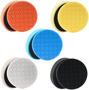 5Pcs Buffing Polishing Pads 7 Inch Face for 6.7 Inch Backing Plate Compound Buffing Sponge Pads Cutting Polishing Pad Kit for Car Buffer Polisher, Polishing and Waxing